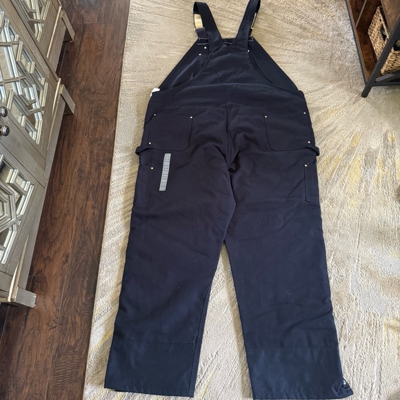 Carhartt Duck Bib Overalls navy blue work bib insulated 52 X 32 New - Picture 12 of 16